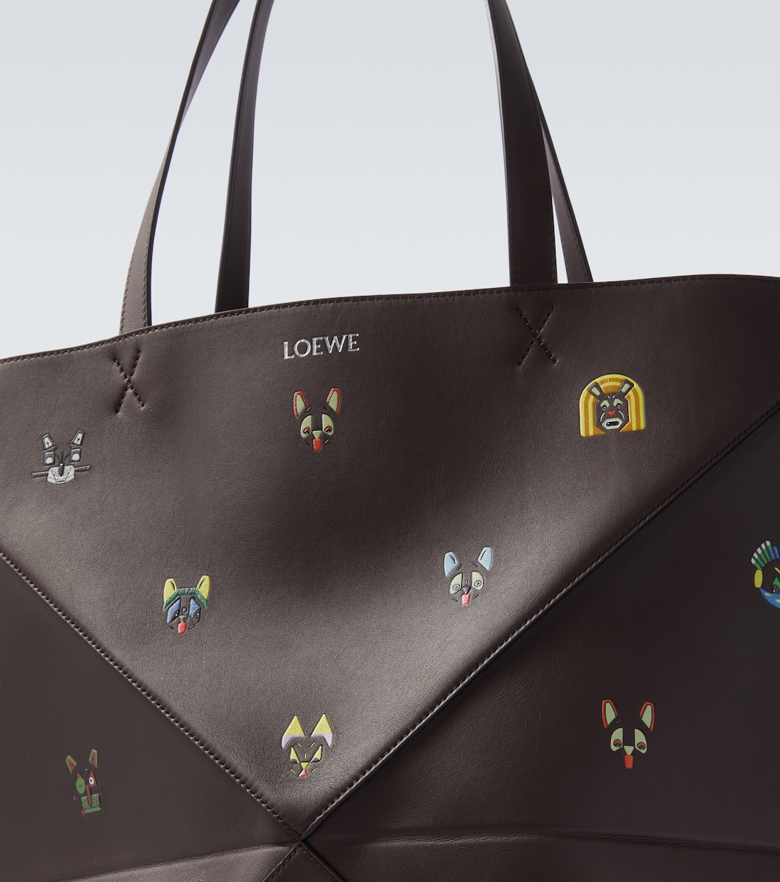 x Louis Wain Puzzle Fold Cats leather tote bag | Loewe