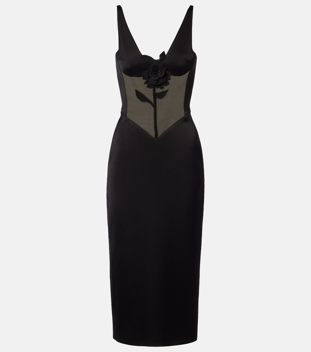 Floral-appliqué satin and taffeta gown | David Koma