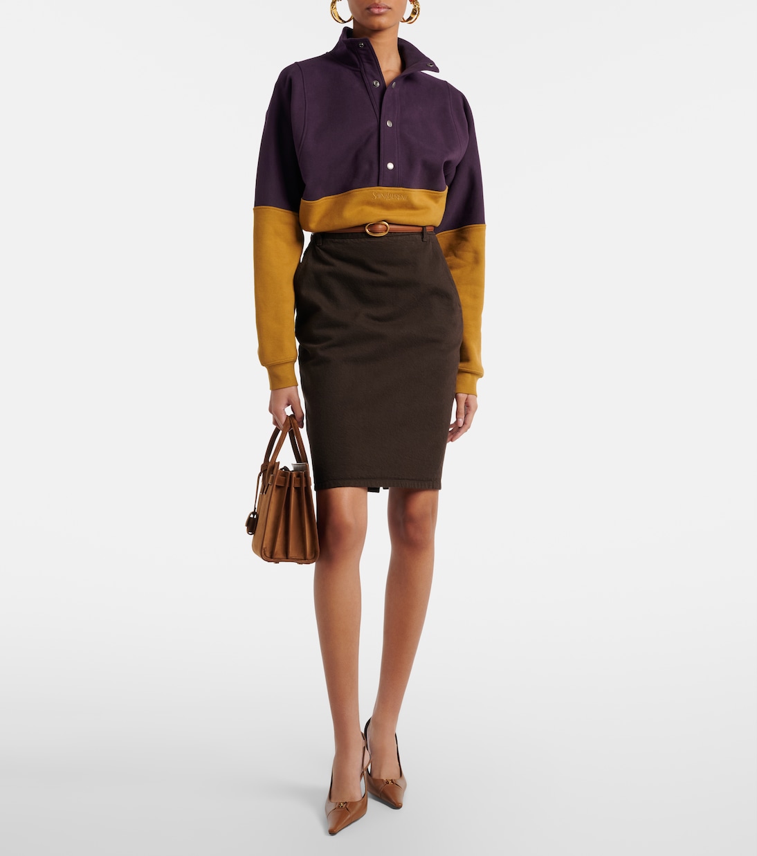 Colorblocked cotton fleece sweatshirt | Saint Laurent