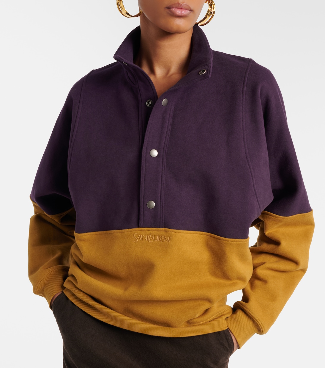 Colorblocked cotton fleece sweatshirt | Saint Laurent