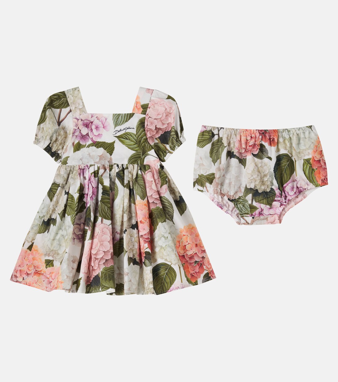 Baby Set aus Kleid und Höschen aus Baumwollpopeline | Dolce&Gabbana Kids