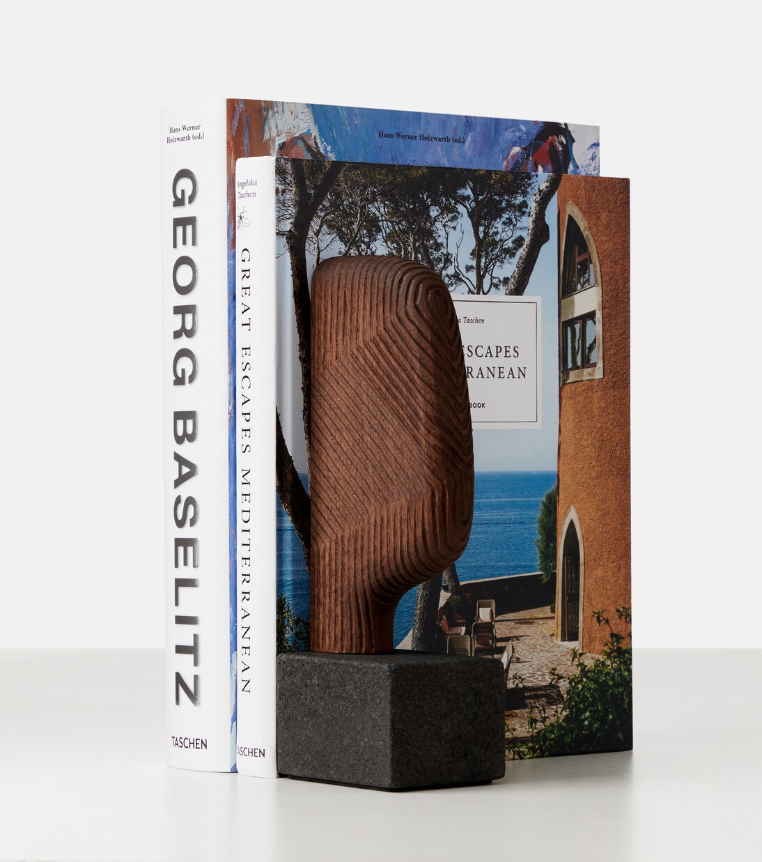 Set de 2 serre-livres Moai en noyer par Patrick Norguet | Zanat