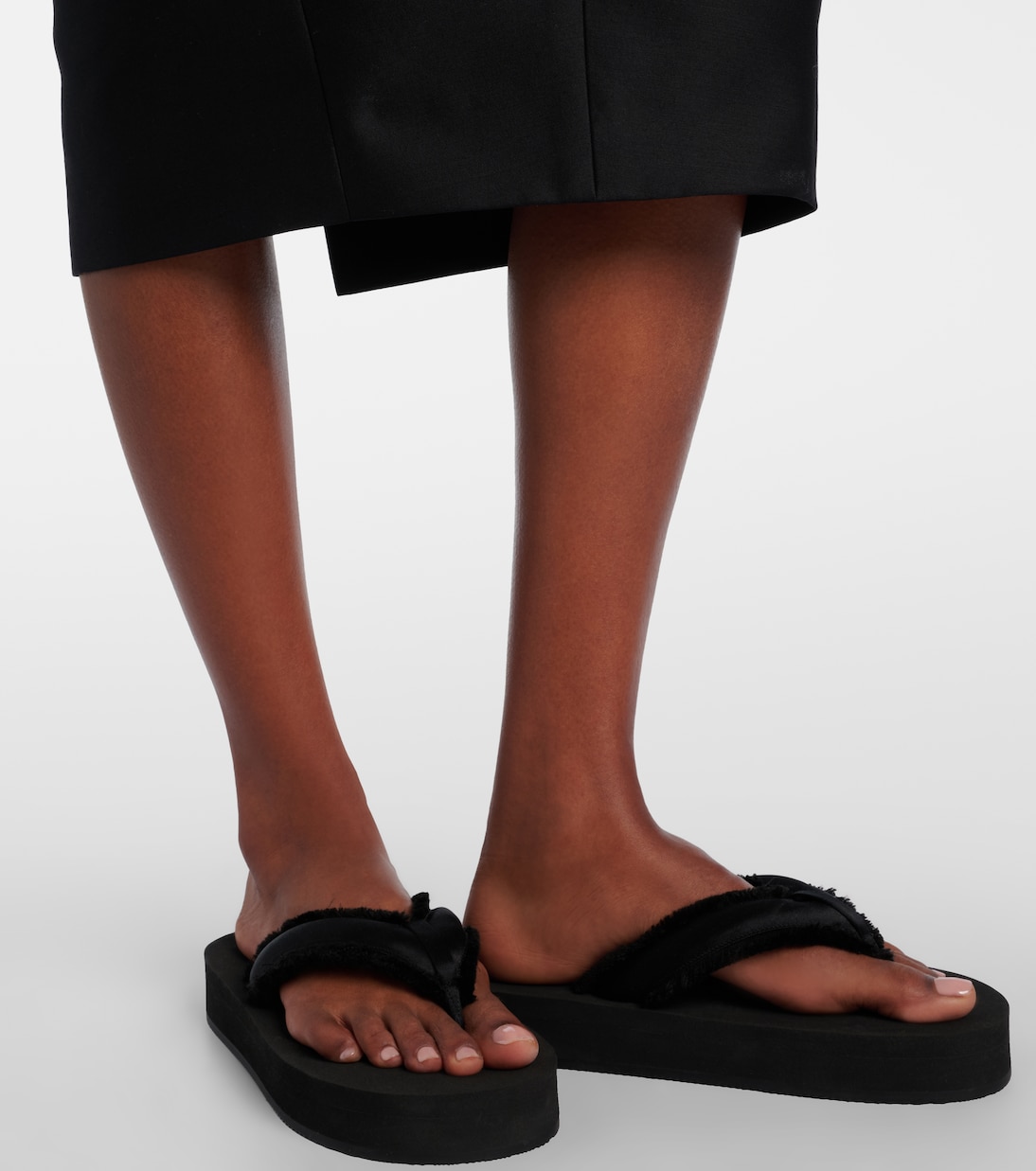 Cushy fringed satin platform thong sandals | Balenciaga