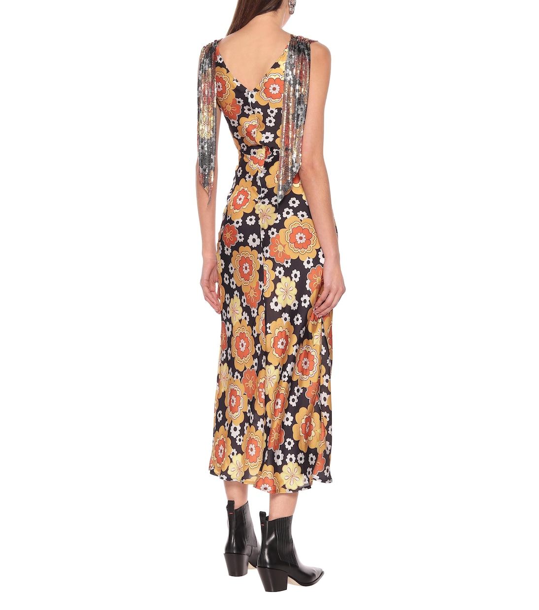 Mesh-trimmed floral gown | Rabanne