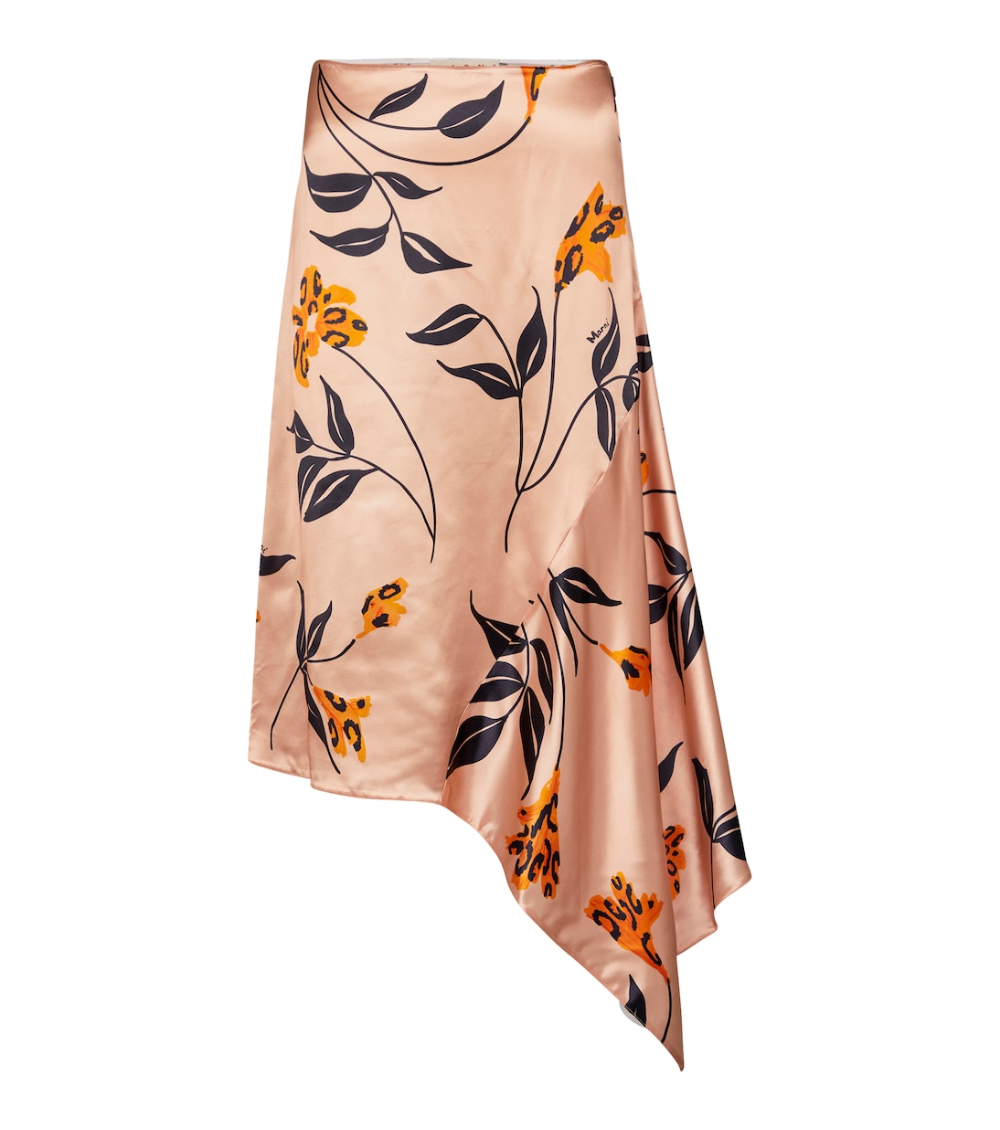 Floral satin asymmetric midi skirt | Marni