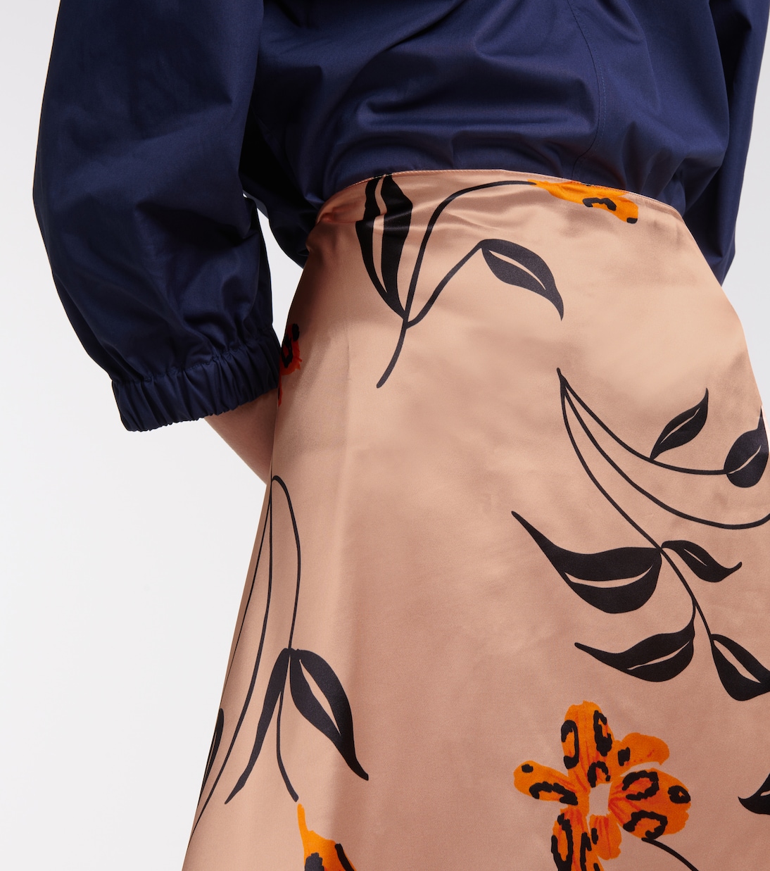 Floral satin asymmetric midi skirt | Marni