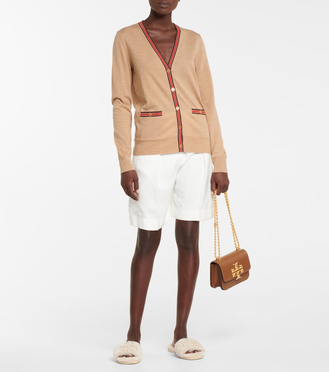 Double T shearling slides | Tory Burch