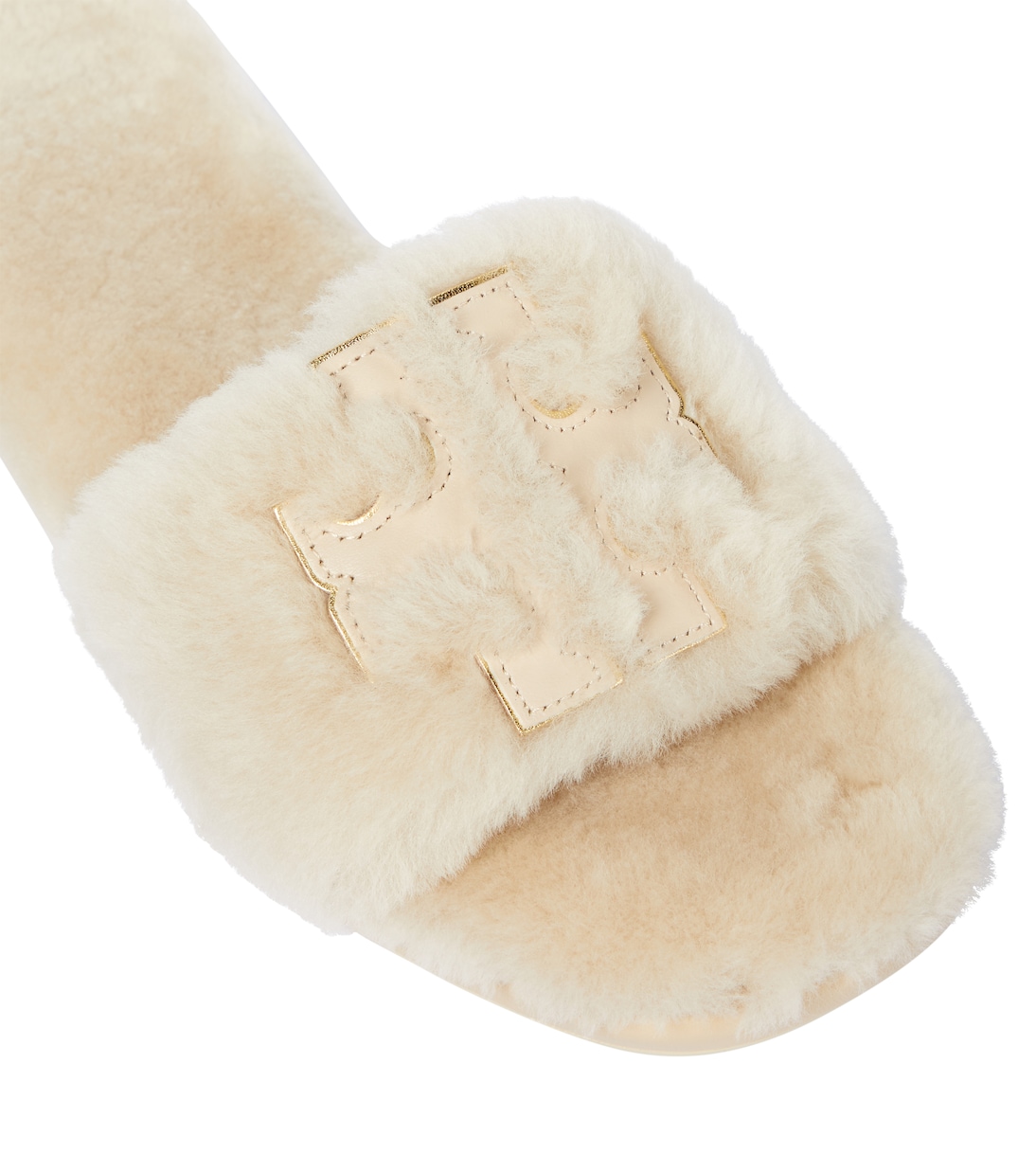 Double T shearling slides | Tory Burch