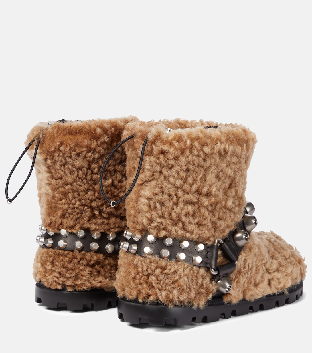Embellished shearling ankle boots | Miu Miu