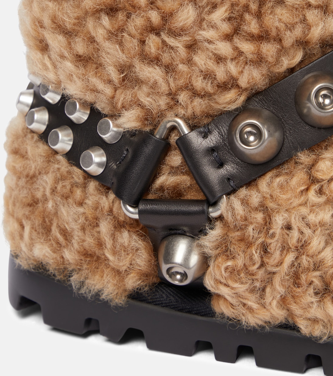 Embellished shearling ankle boots | Miu Miu