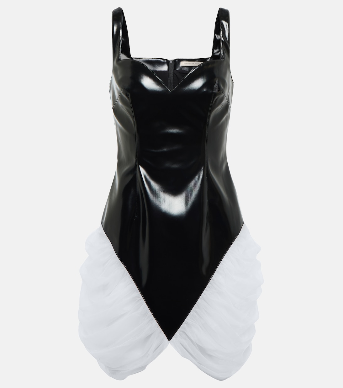 Vestido corto de vinilo con tul | Christopher Kane