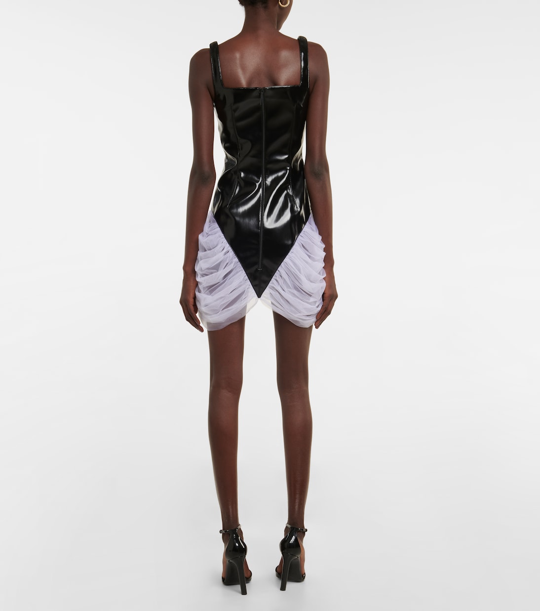 Vestido corto de vinilo con tul | Christopher Kane