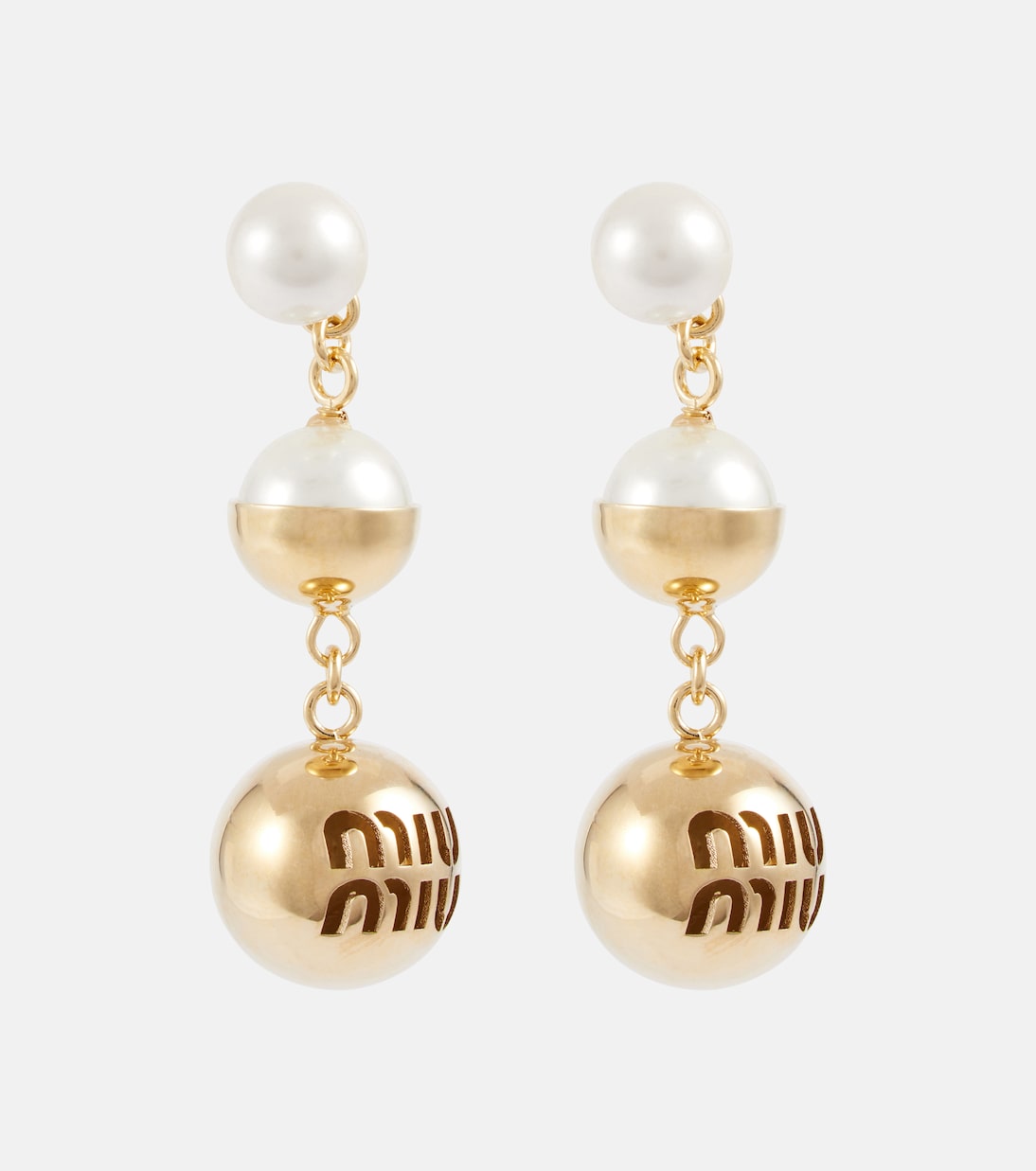 Faux pearl drop earrings | Miu Miu