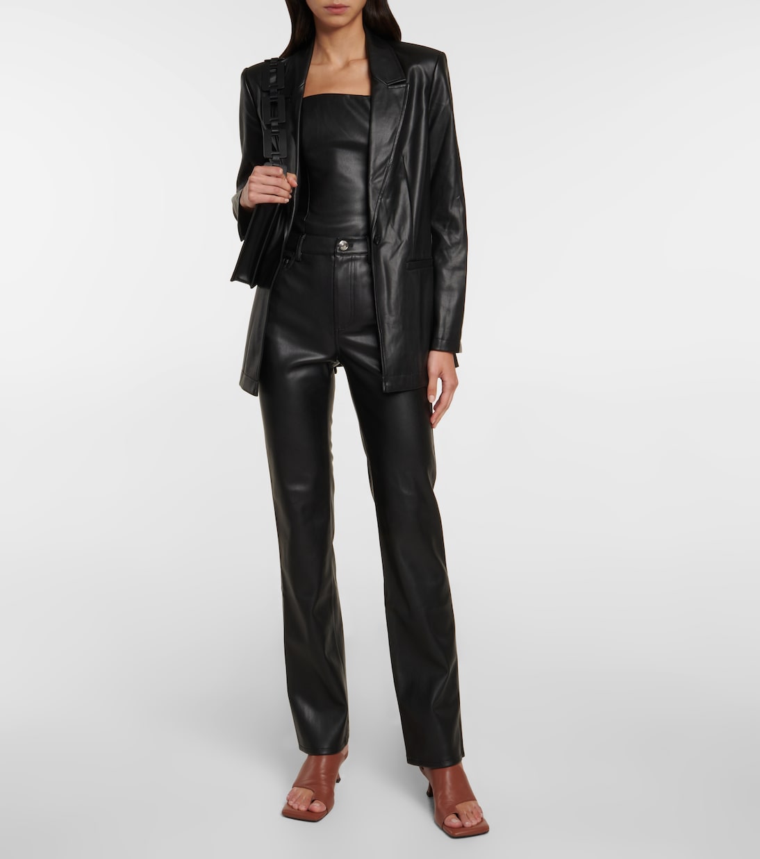 Chisel straight faux leather pants | Staud