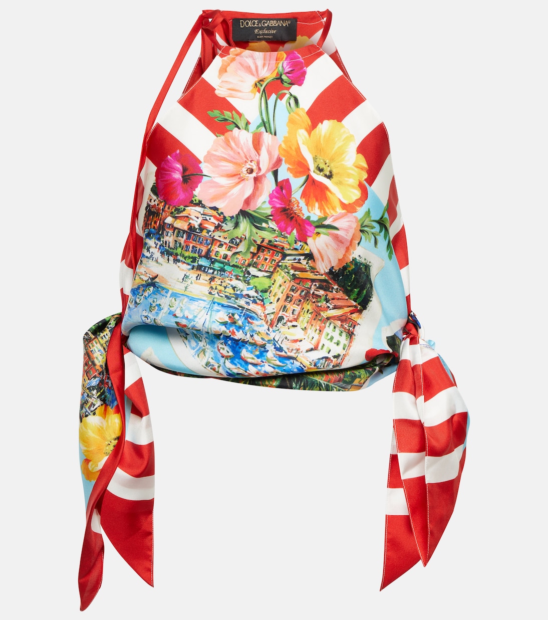 Top cropped Portofino in seta con stampa | Dolce&Gabbana