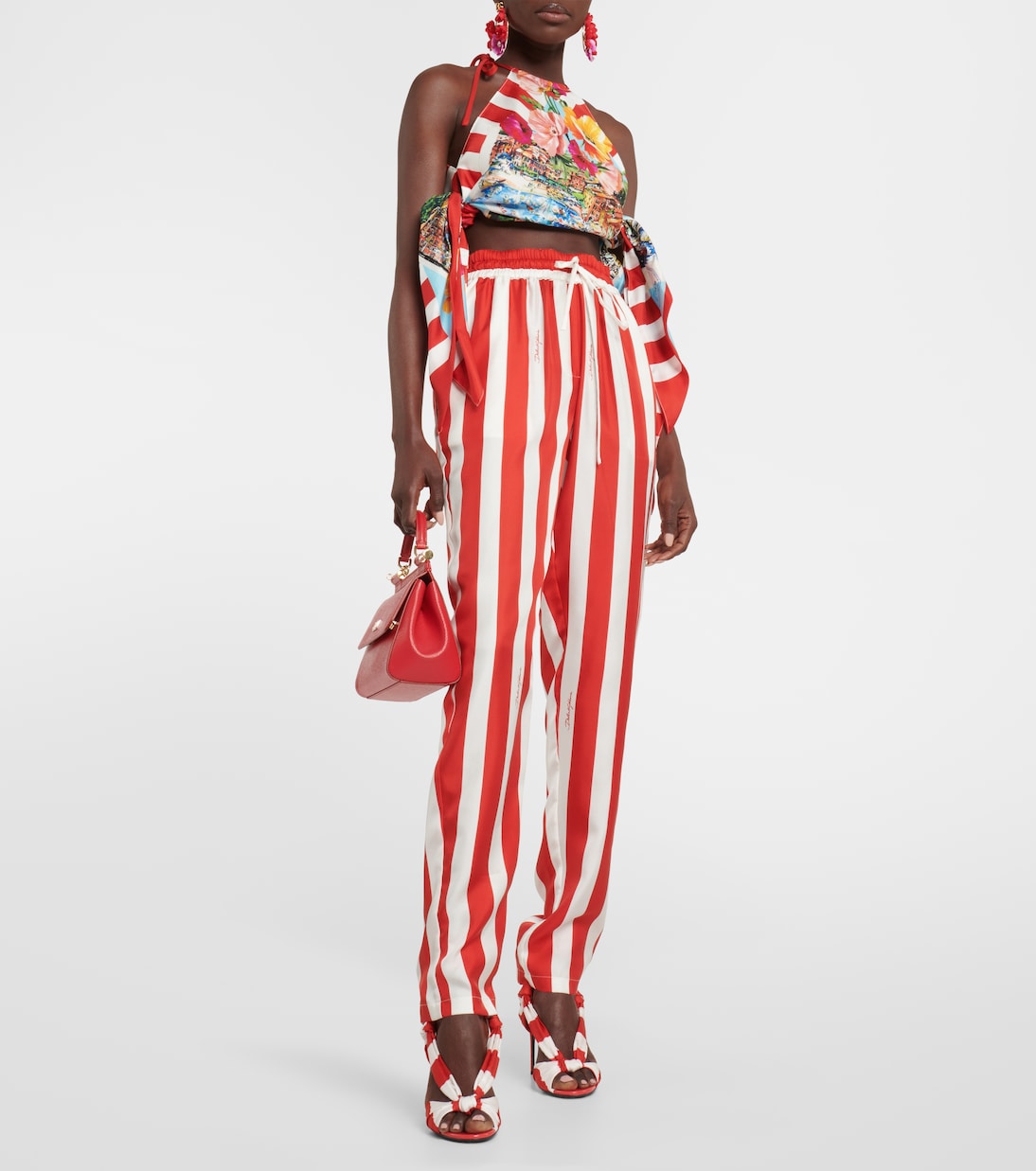 Top cropped Portofino in seta con stampa | Dolce&Gabbana