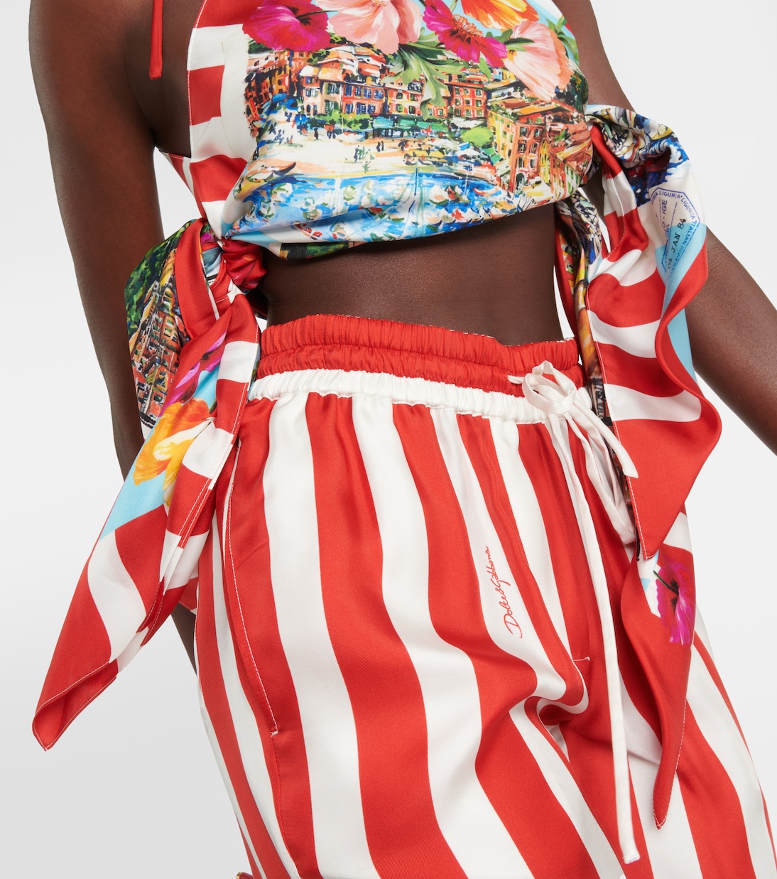Top cropped Portofino in seta con stampa | Dolce&Gabbana