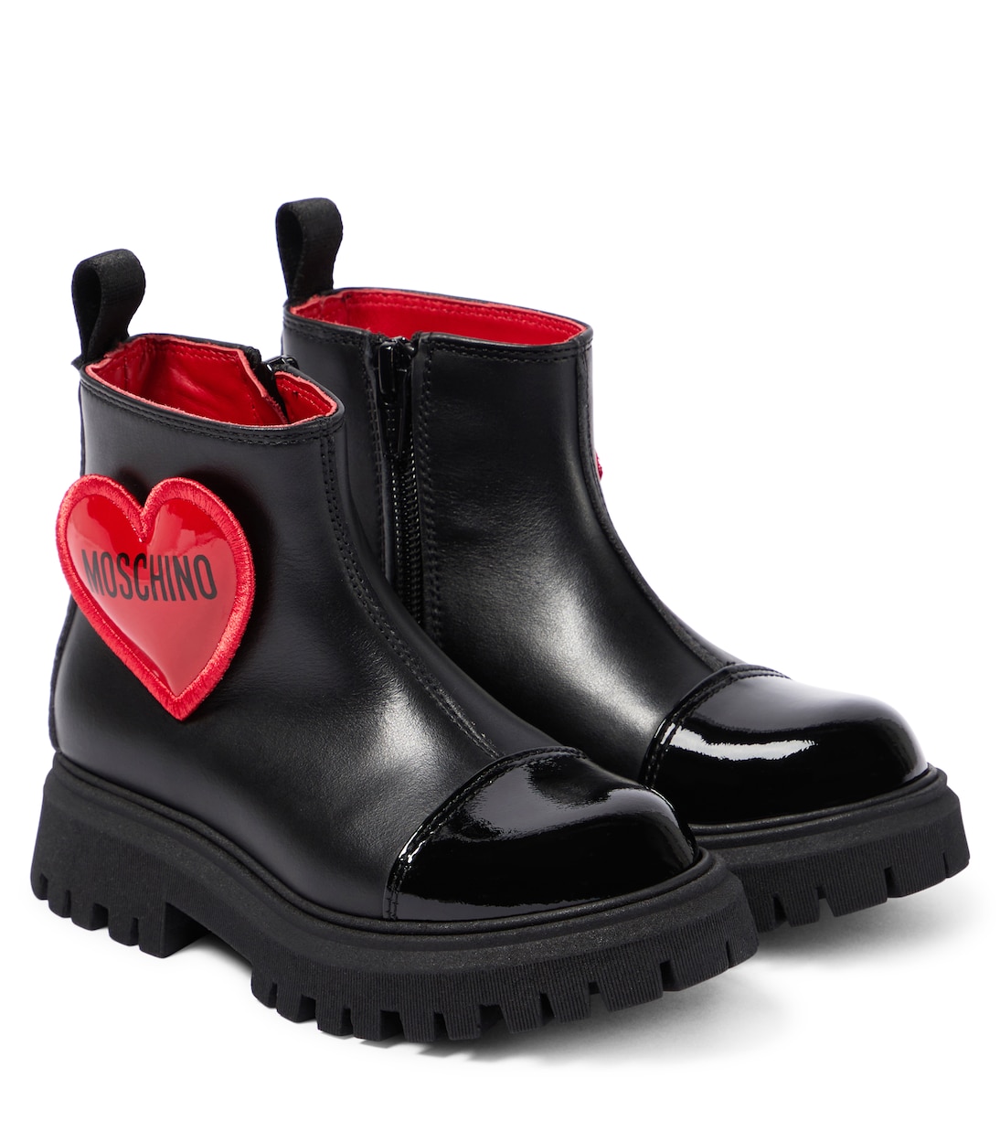 Heart patent leather boots in multicoloured Moschino Kids Mytheresa