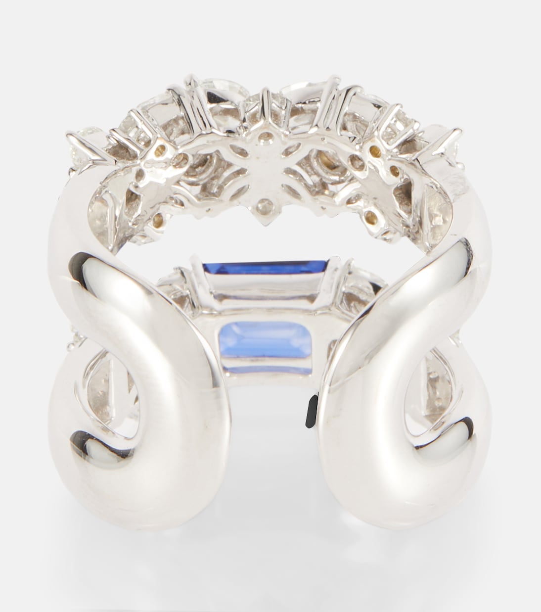 Bague en or blanc 18 ct avec saphir et diamants | Yeprem