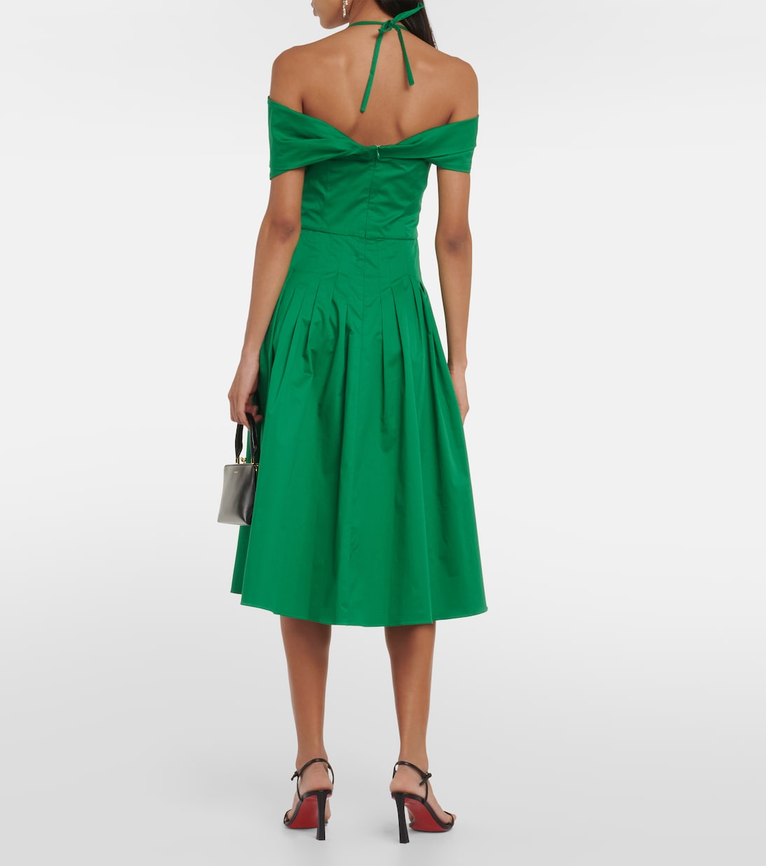 Abito midi in seta con scollo bardot | Oscar de la Renta