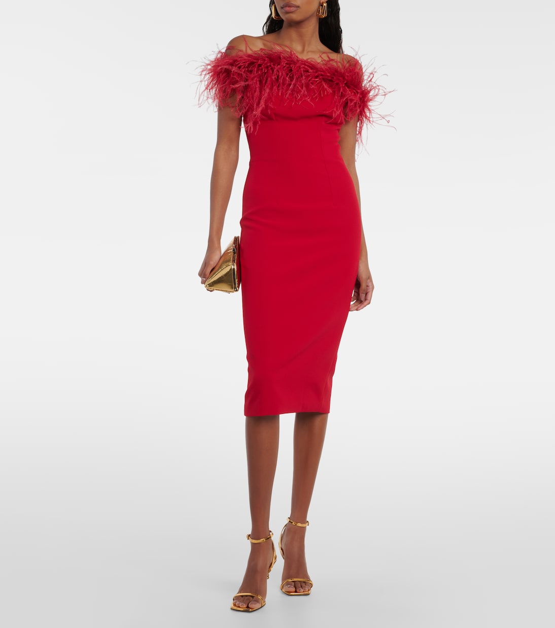 Starling feather-trimmed midi dress | Safiyaa