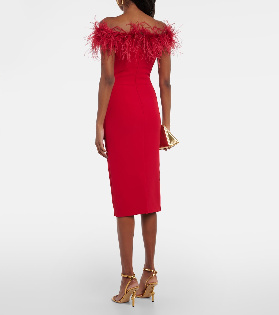 Starling feather-trimmed midi dress | Safiyaa