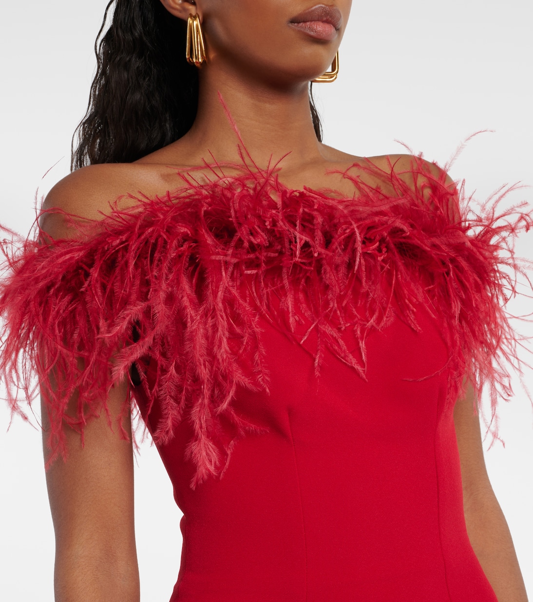 Starling feather-trimmed midi dress | Safiyaa