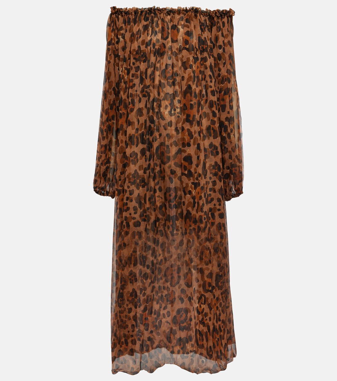 Leopard-print off-shoulder silk maxi dress | Dodo Bar Or