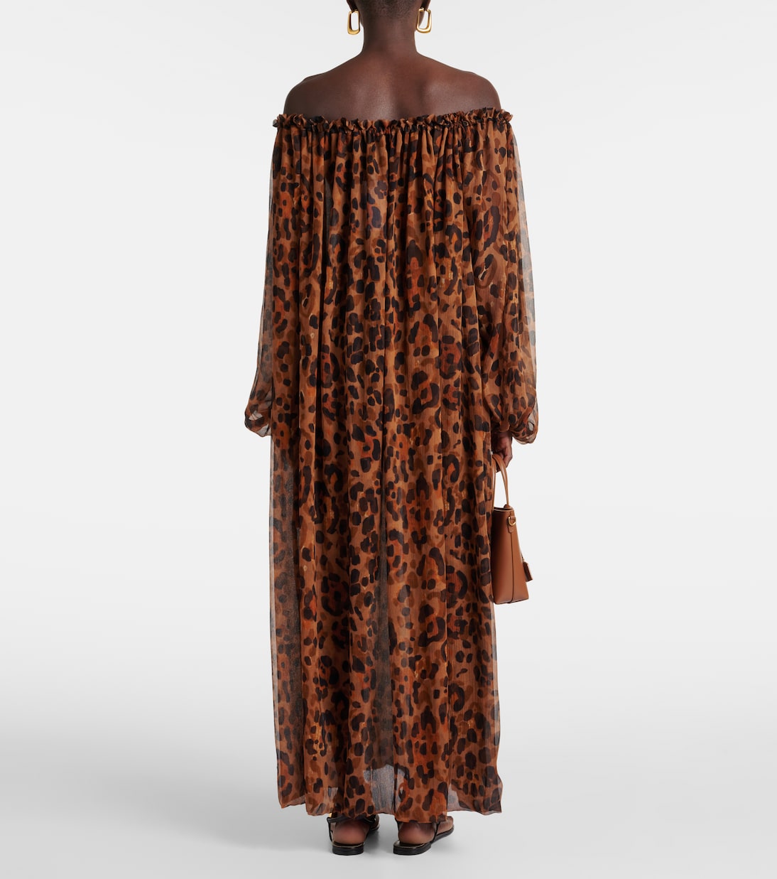 Leopard-print off-shoulder silk maxi dress | Dodo Bar Or