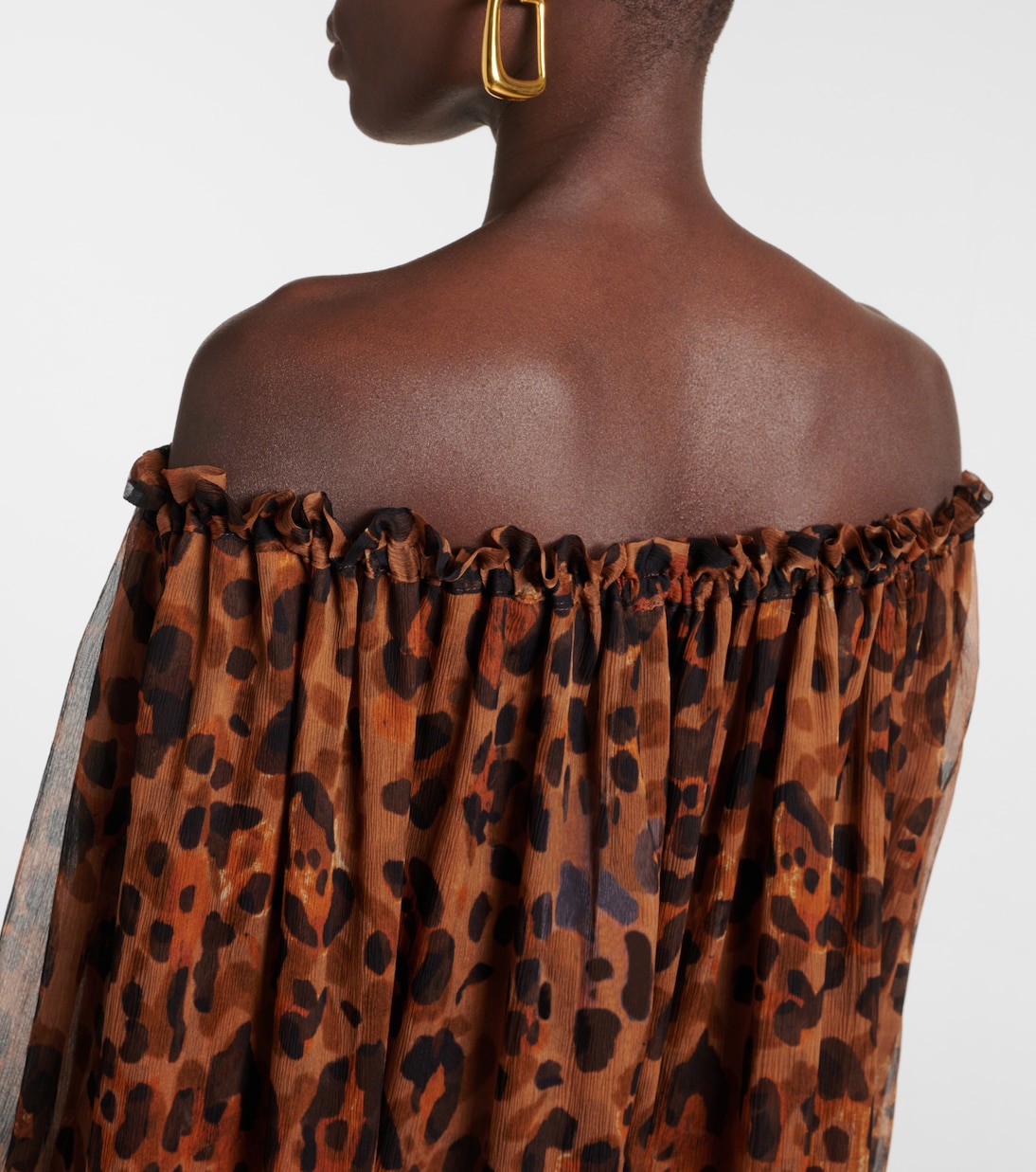 Leopard-print off-shoulder silk maxi dress | Dodo Bar Or