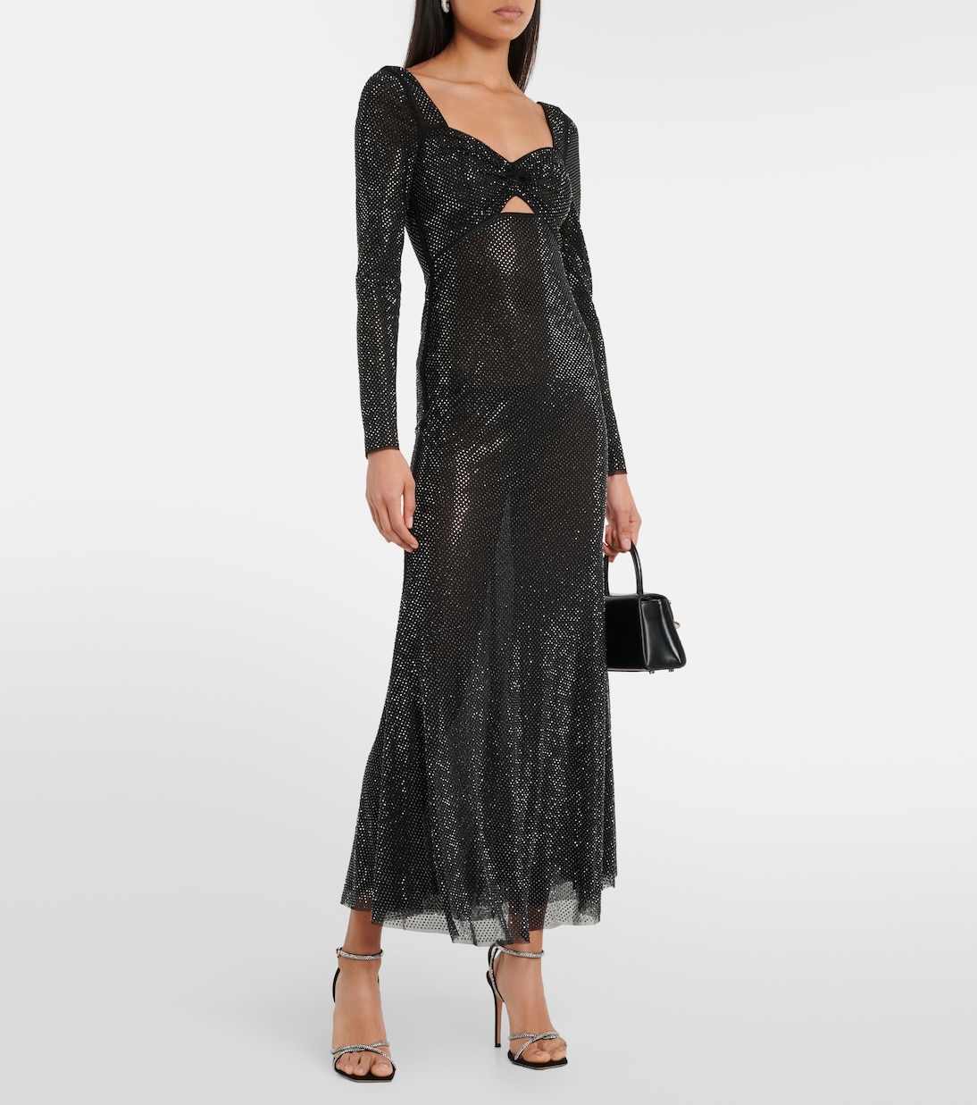 Crystal-embellished mesh midi dress | Self-Portrait