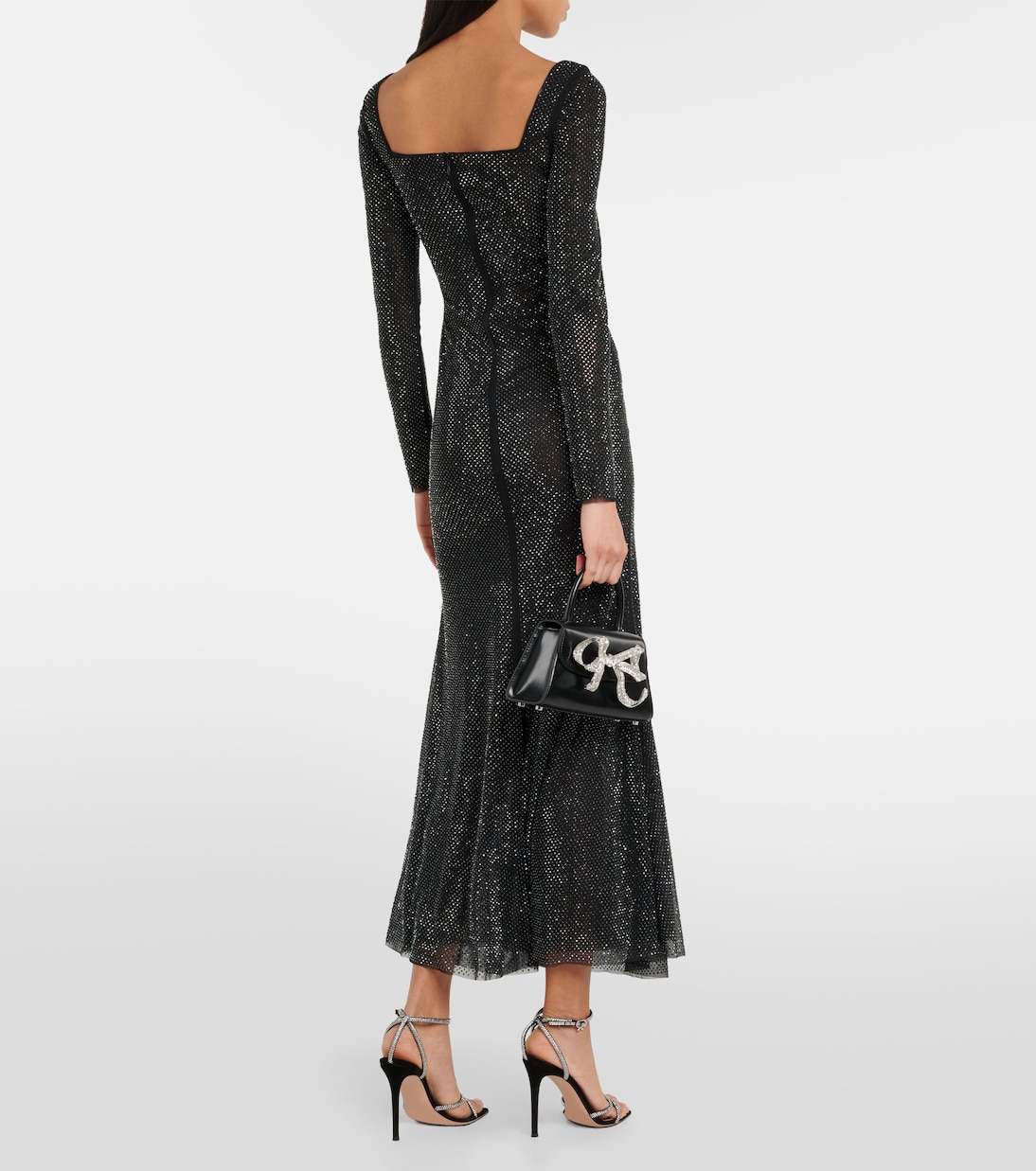 Crystal-embellished mesh midi dress | Self-Portrait