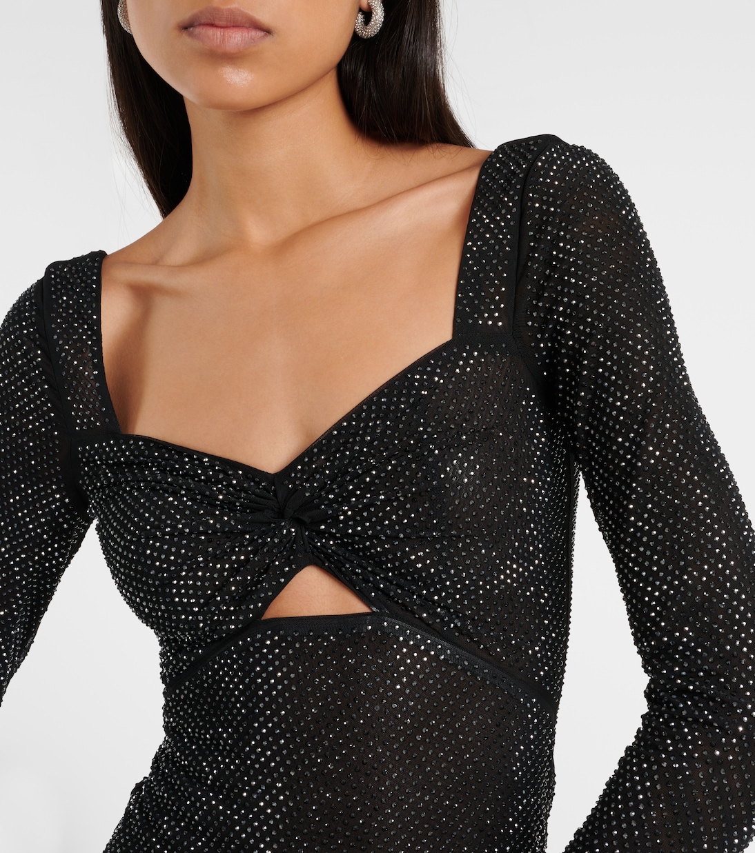 Crystal-embellished mesh midi dress | Self-Portrait