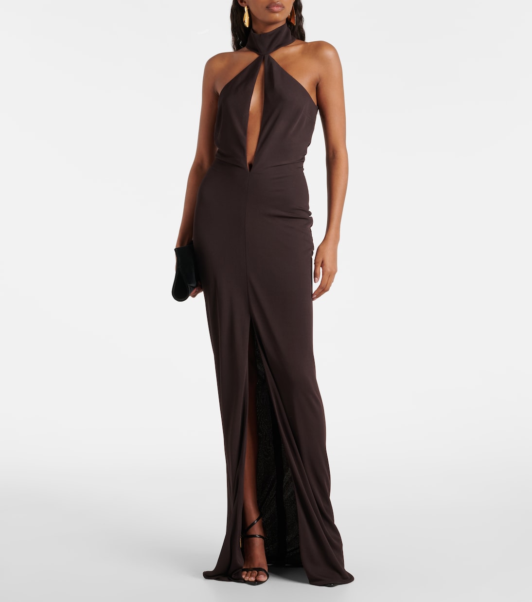 Cutout halterneck sablé jersey gown | Tom Ford