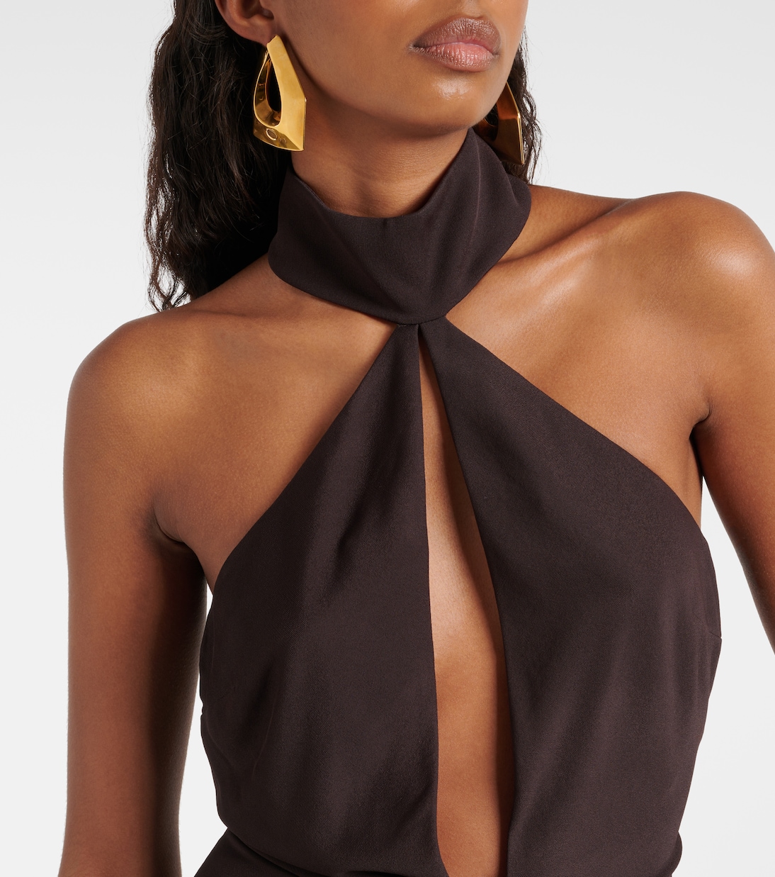 Cutout halterneck sablé jersey gown | Tom Ford