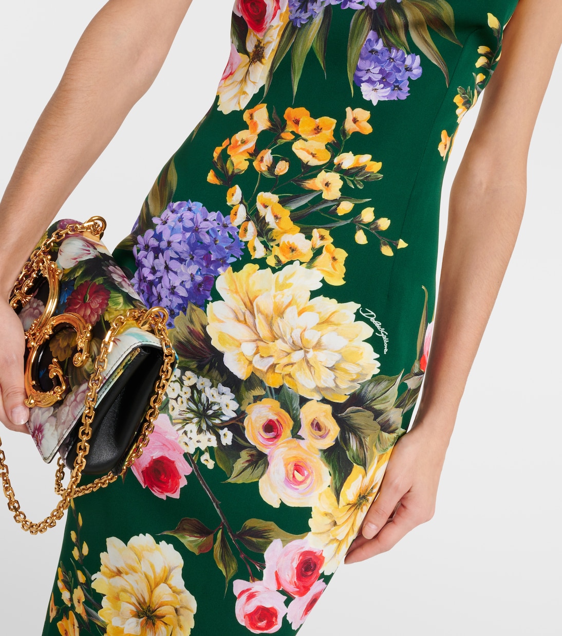 Vestido midi de cady de mezcla de seda | Dolce&Gabbana