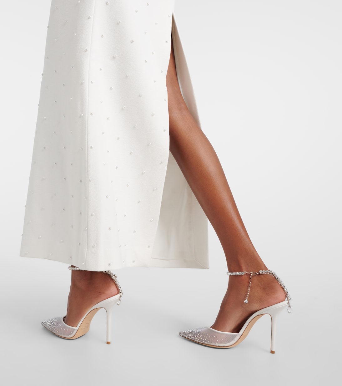 Pumps Saeda 100 in raso con decorazioni | Jimmy Choo