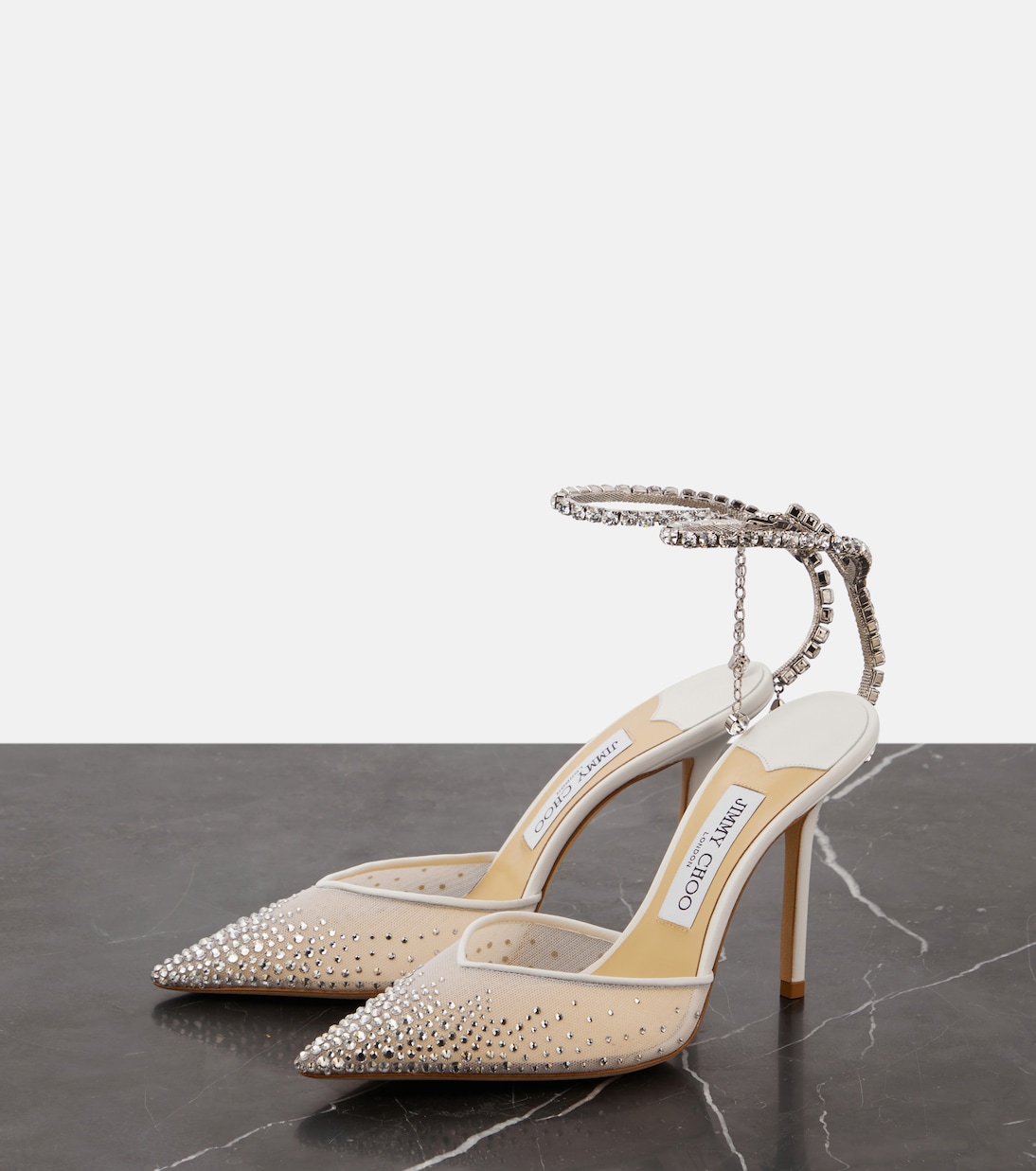 Pumps Saeda 100 in raso con decorazioni | Jimmy Choo