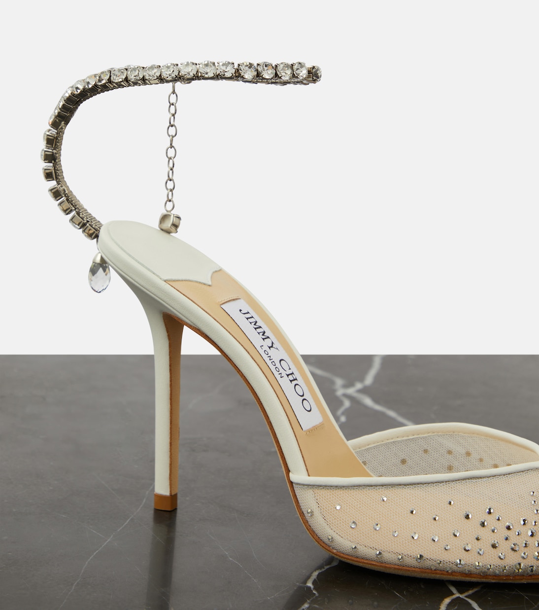 Pumps Saeda 100 in raso con decorazioni | Jimmy Choo