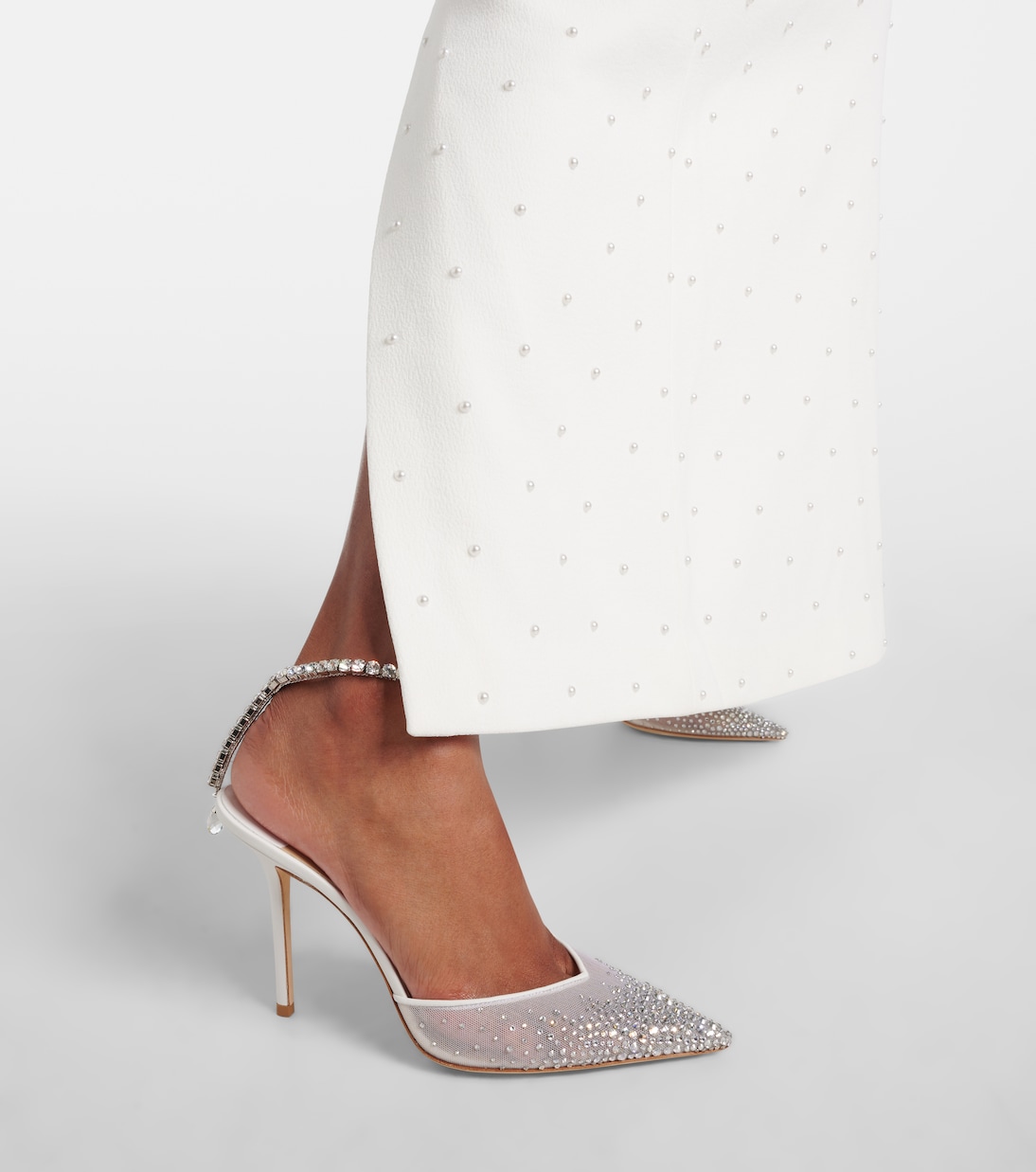 Pumps Saeda 100 in raso con decorazioni | Jimmy Choo