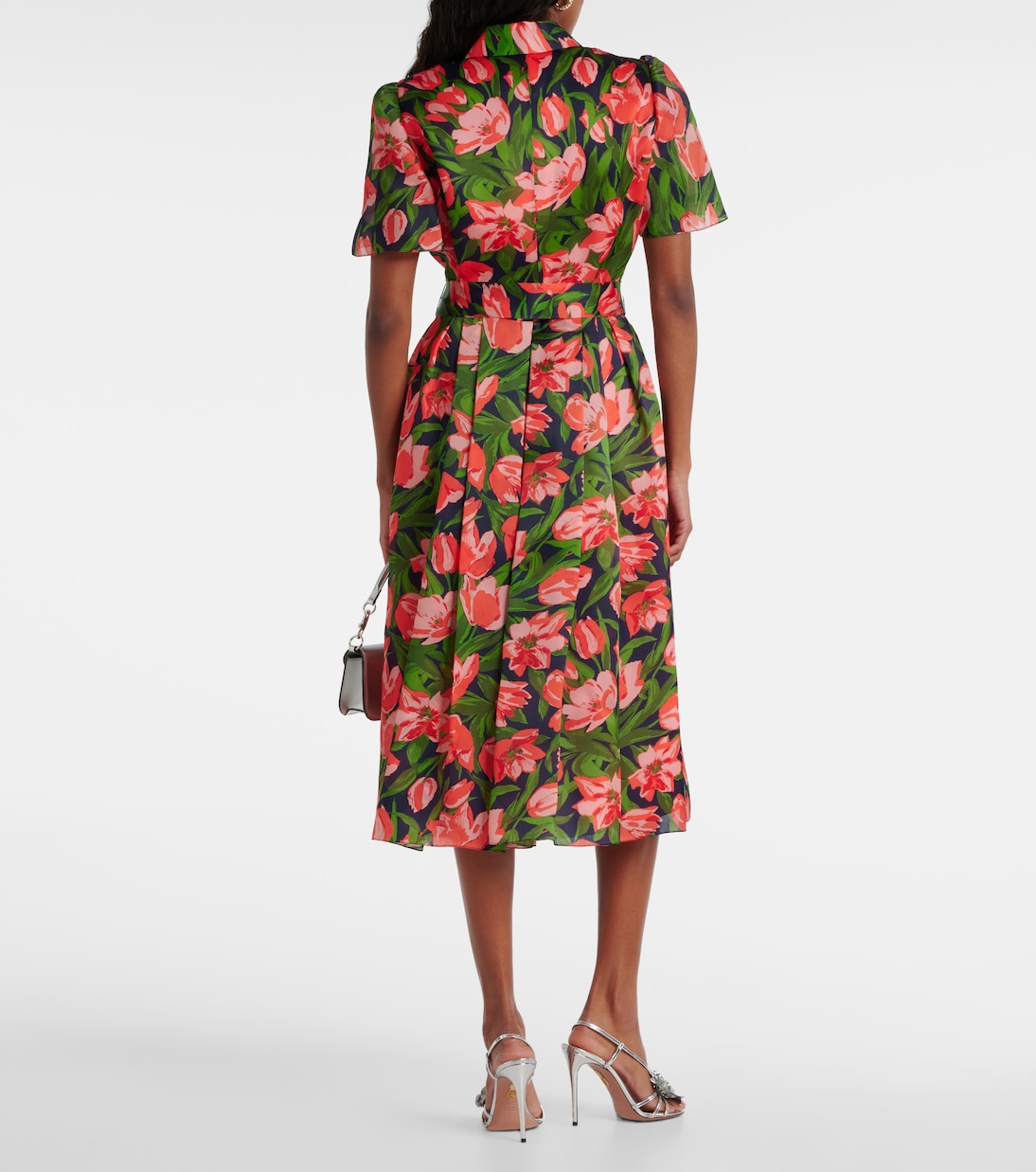 Abito chemisier in seta con stampa floreale | Carolina Herrera