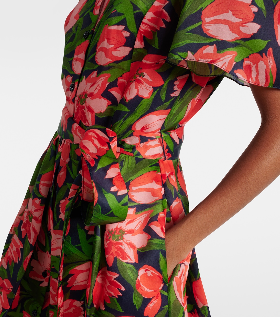 Abito chemisier in seta con stampa floreale | Carolina Herrera