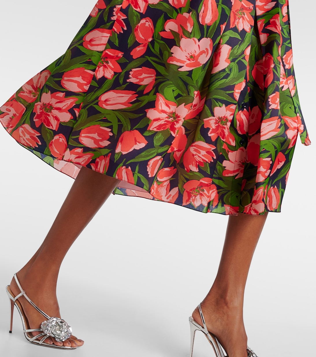 Abito chemisier in seta con stampa floreale | Carolina Herrera
