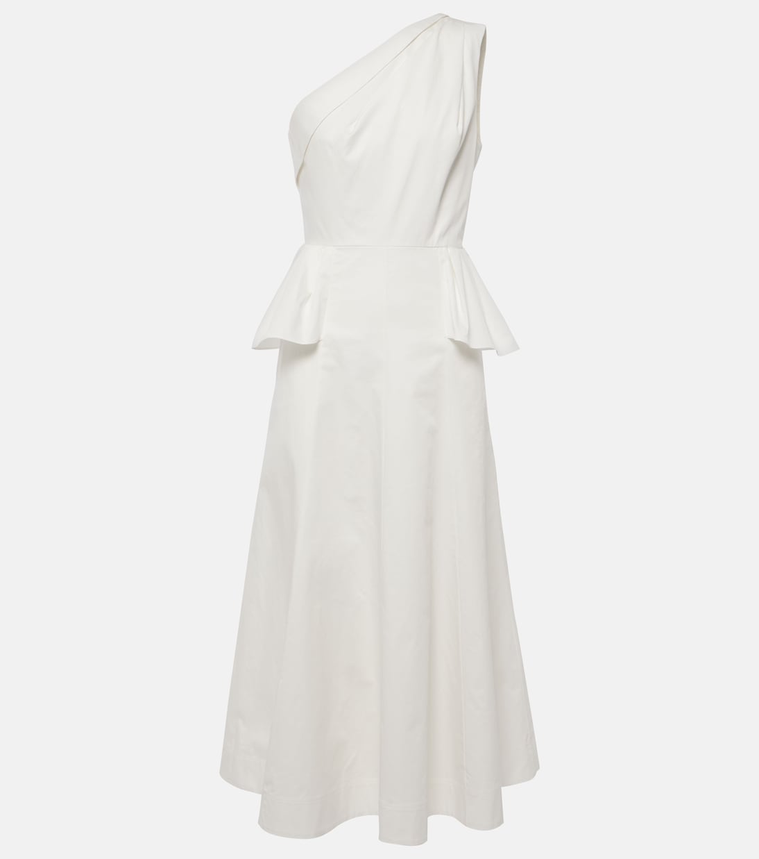 One-shoulder cotton poplin midi dress | Roland Mouret