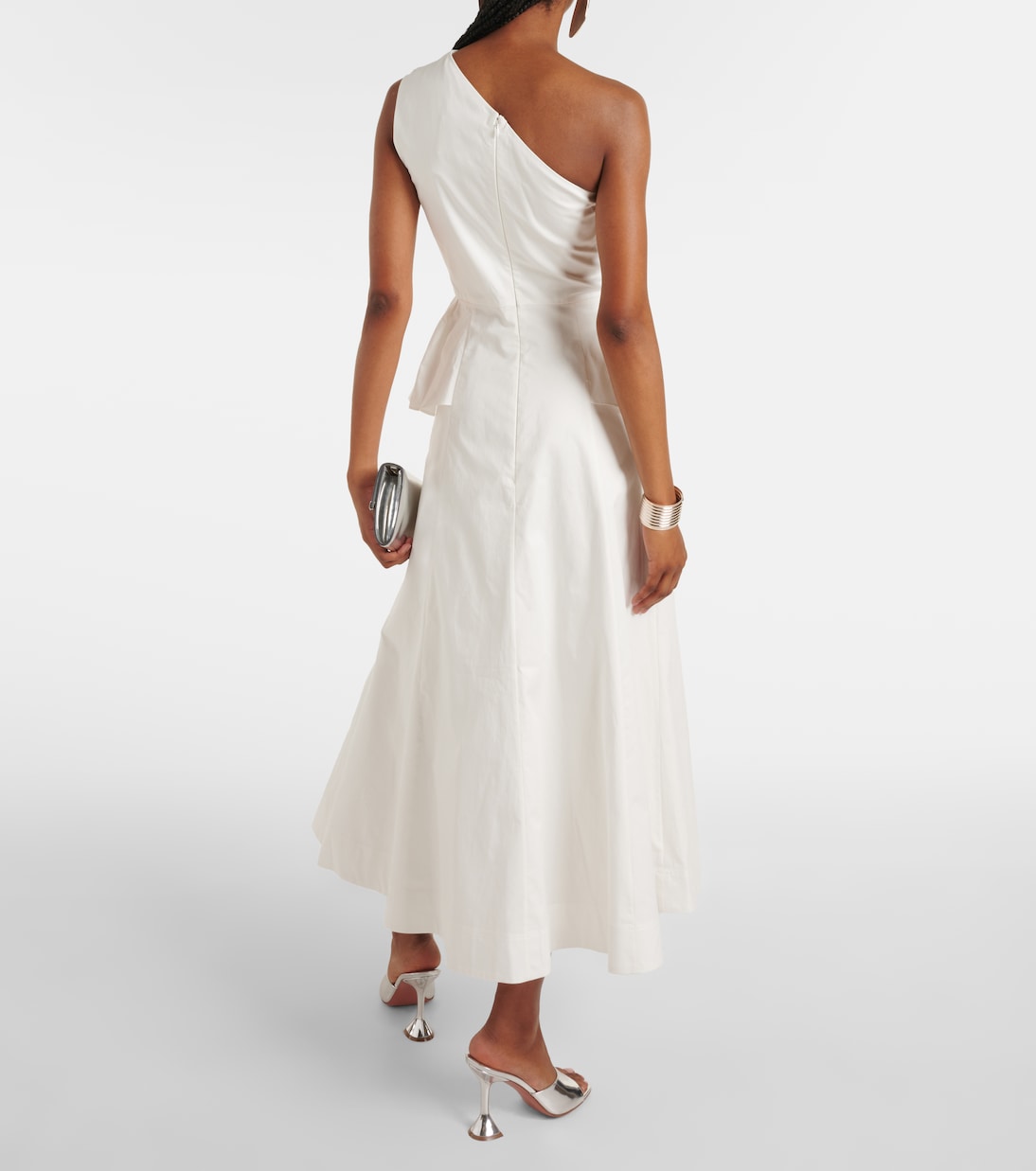 One-shoulder cotton poplin midi dress | Roland Mouret