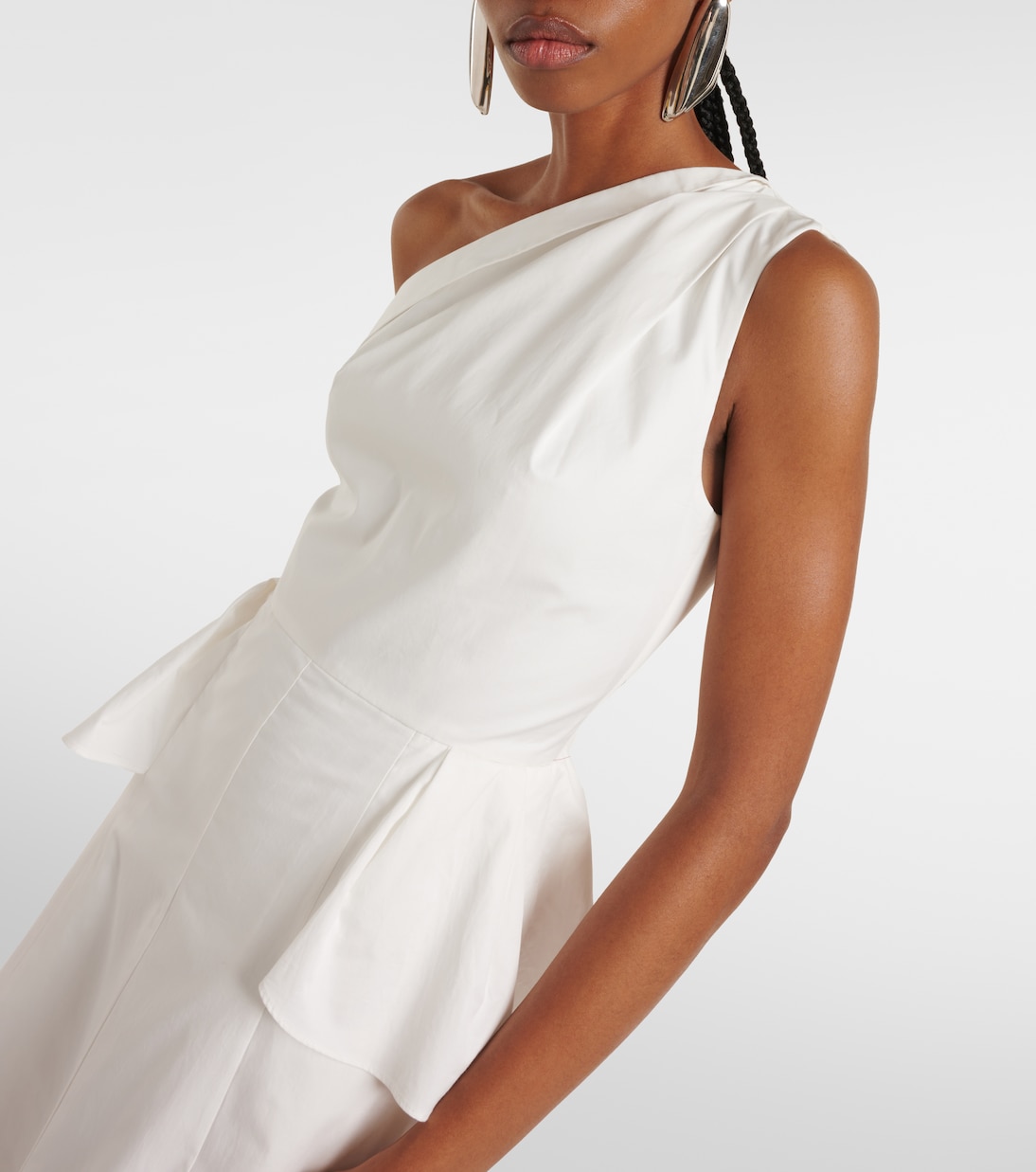 One-shoulder cotton poplin midi dress | Roland Mouret