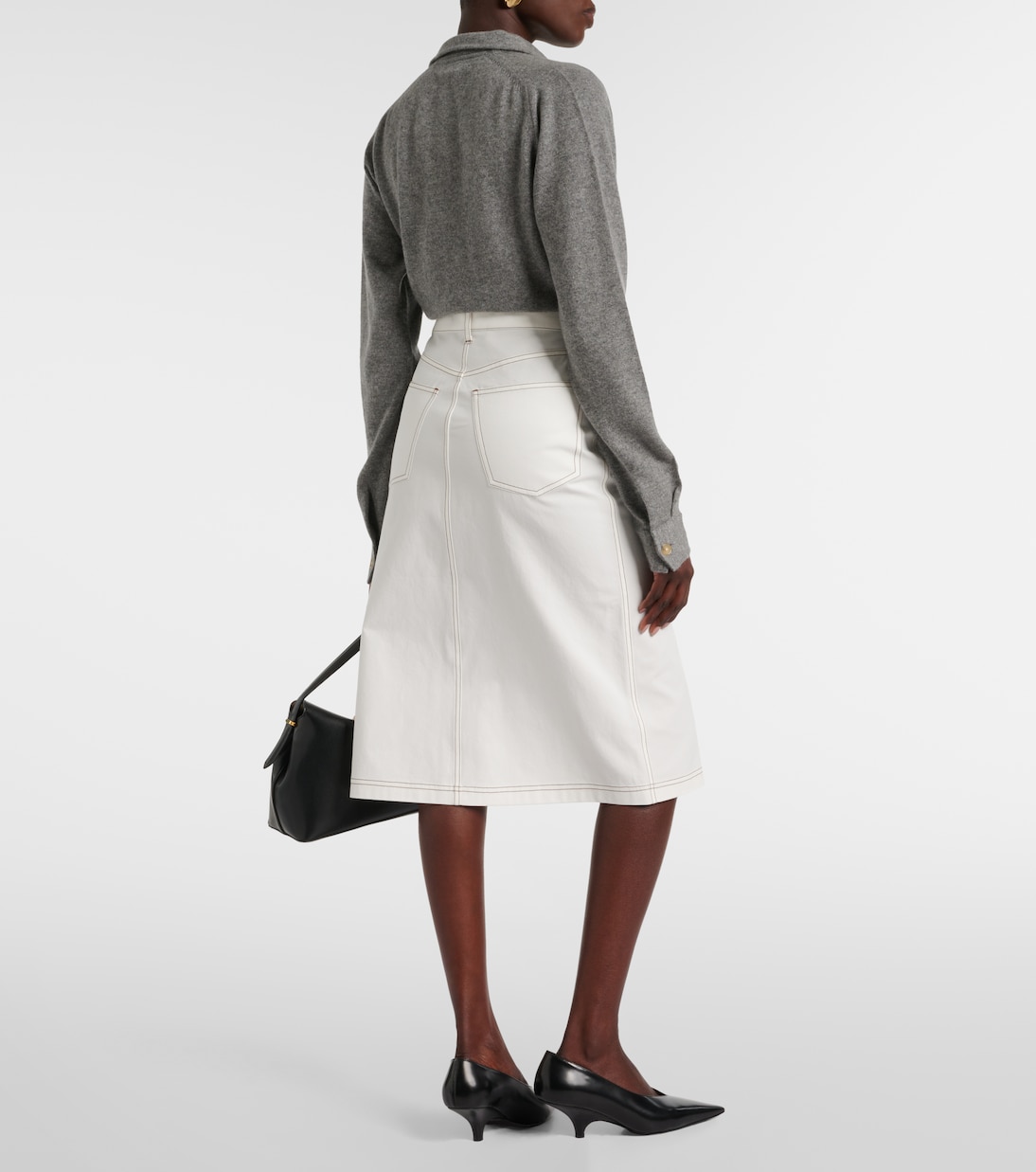 Falda midi de denim de tiro alto | Toteme