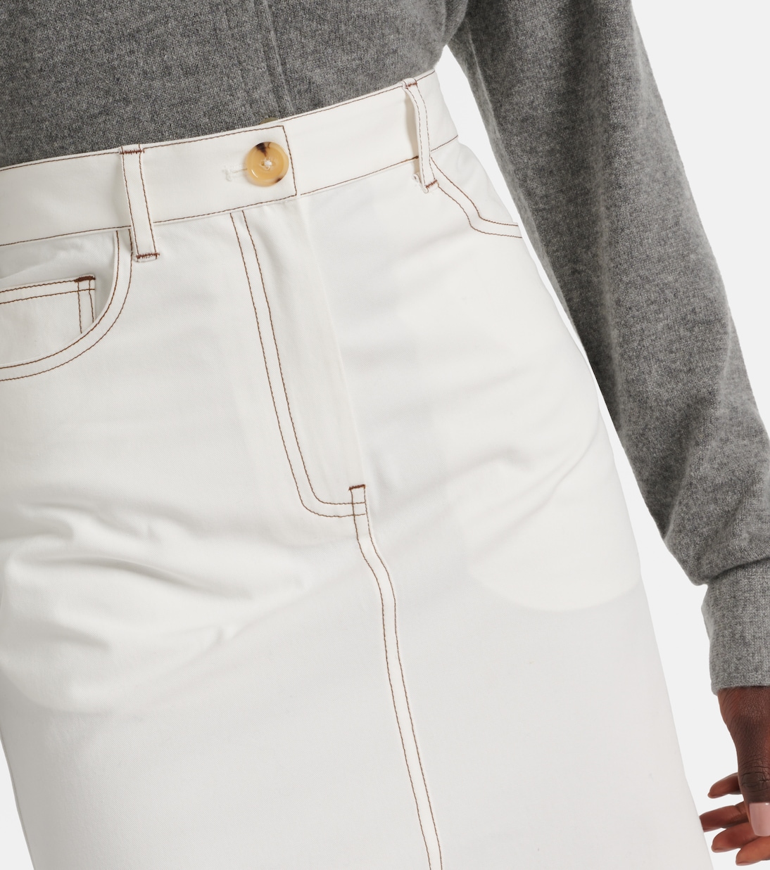 Falda midi de denim de tiro alto | Toteme