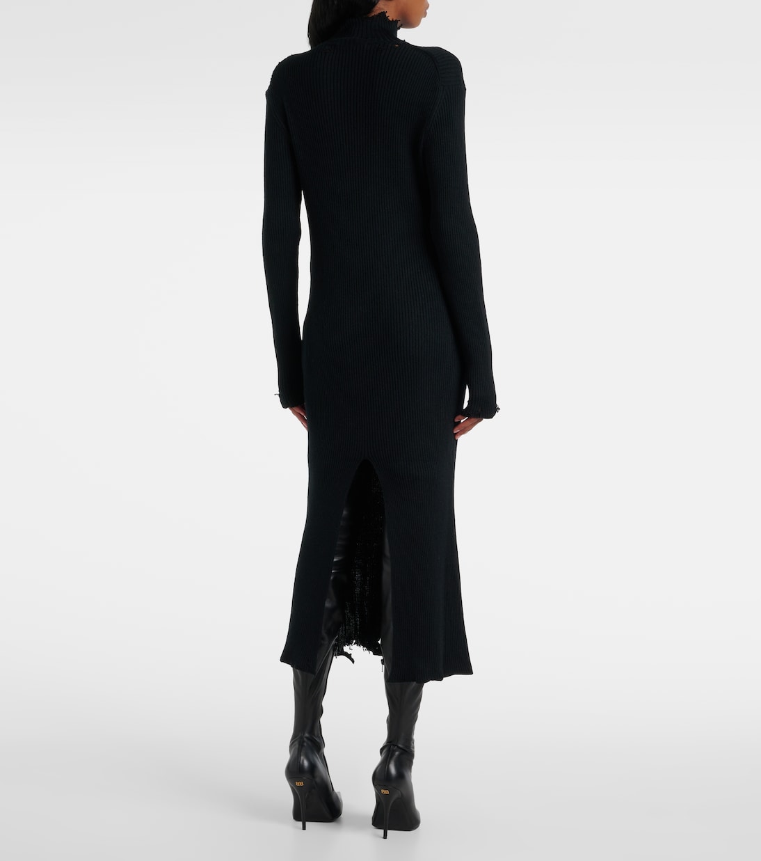Vestido midi de mezcla de lana | Balenciaga