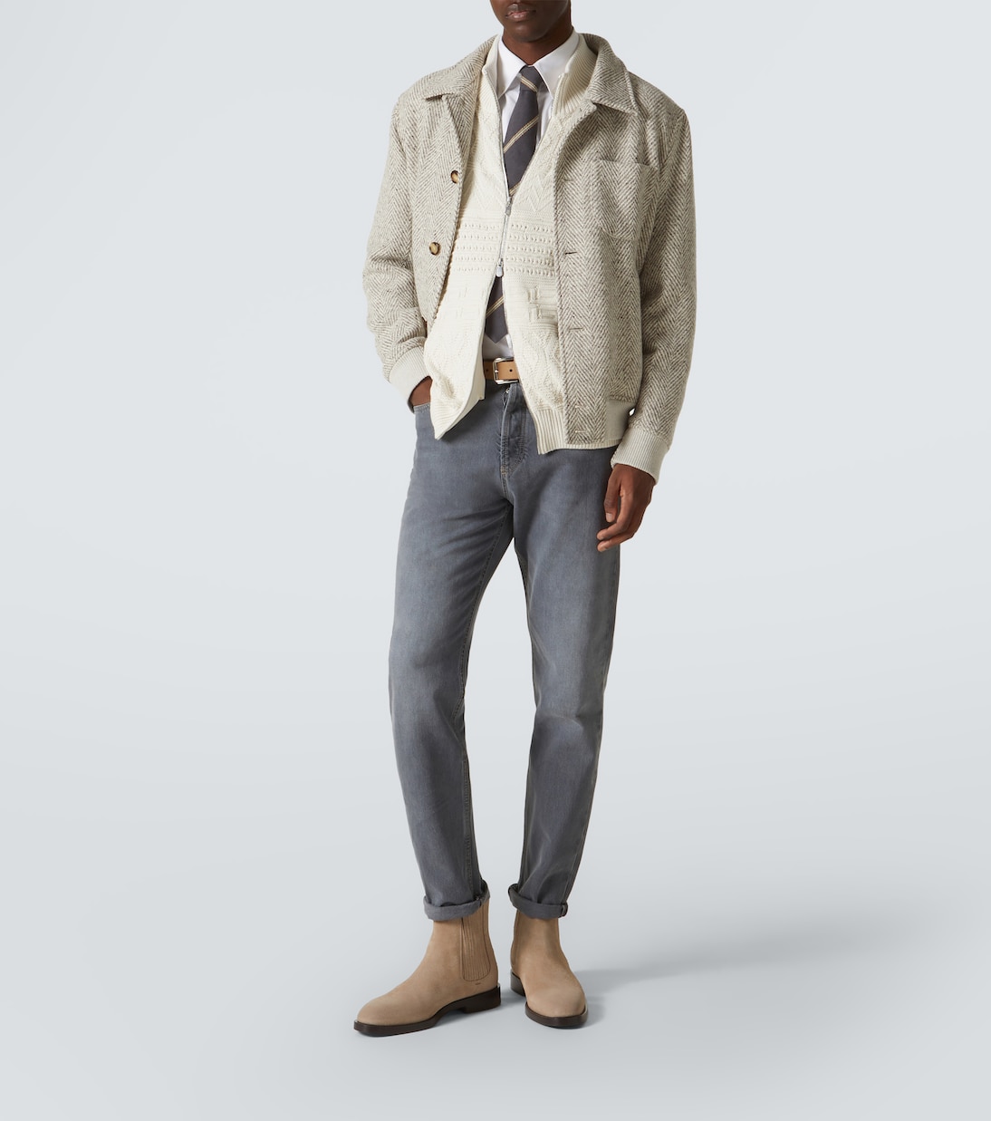 Cardigan in cotone con zip | Brunello Cucinelli